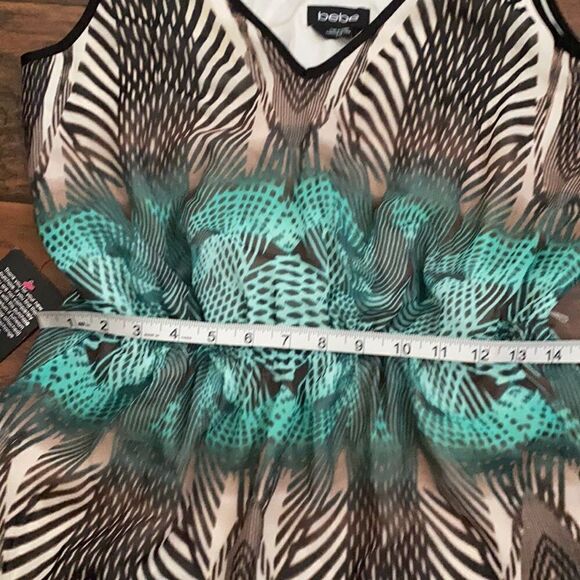 Bebe V-Neck Color Blocked Printed Dress Resort Cruise Boho Vacation Event - Picture 6 of 12